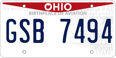 OH license plate GSB7494