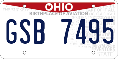 OH license plate GSB7495