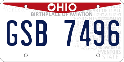 OH license plate GSB7496