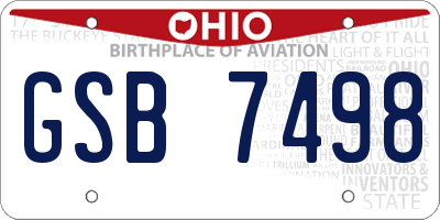 OH license plate GSB7498