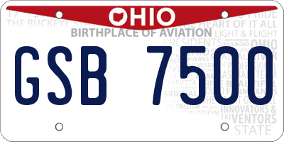 OH license plate GSB7500