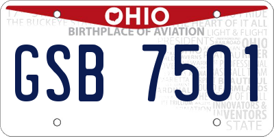 OH license plate GSB7501