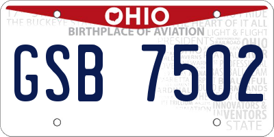 OH license plate GSB7502