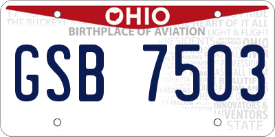 OH license plate GSB7503