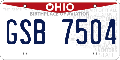 OH license plate GSB7504