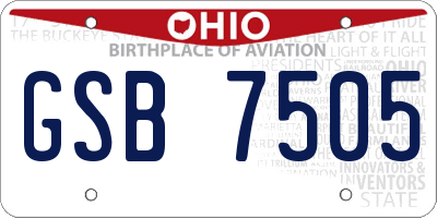 OH license plate GSB7505