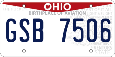 OH license plate GSB7506