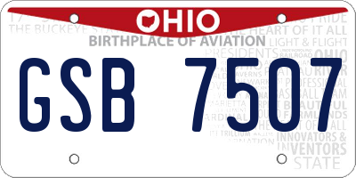 OH license plate GSB7507