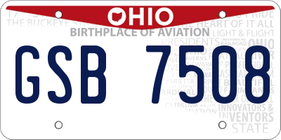 OH license plate GSB7508