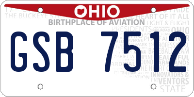 OH license plate GSB7512