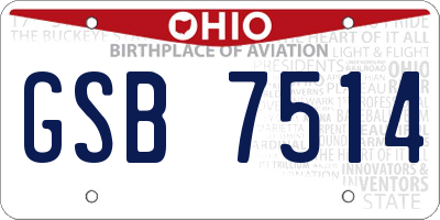 OH license plate GSB7514