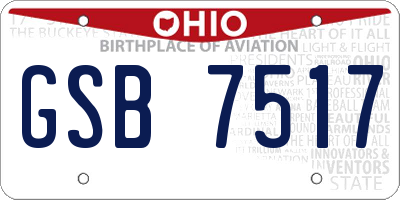 OH license plate GSB7517