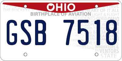 OH license plate GSB7518