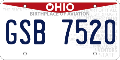 OH license plate GSB7520