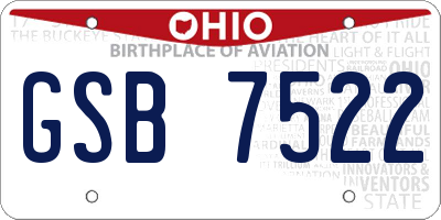 OH license plate GSB7522