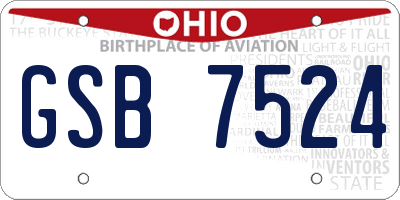 OH license plate GSB7524