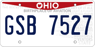 OH license plate GSB7527