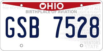 OH license plate GSB7528