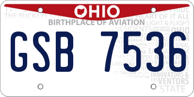 OH license plate GSB7536