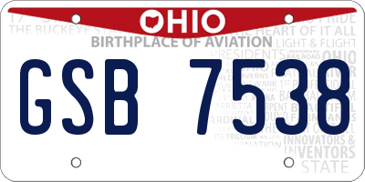 OH license plate GSB7538