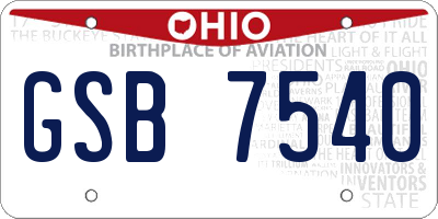 OH license plate GSB7540