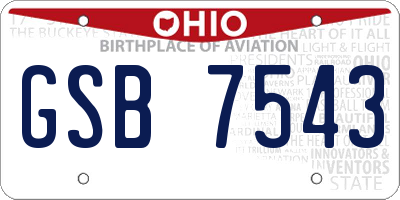 OH license plate GSB7543