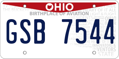 OH license plate GSB7544