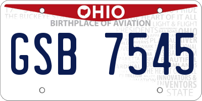 OH license plate GSB7545