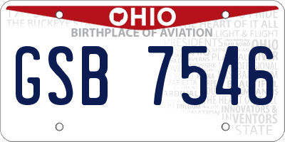 OH license plate GSB7546