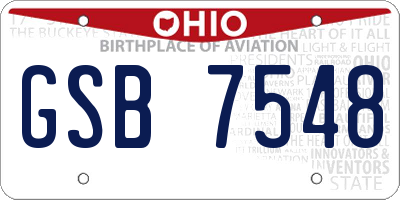 OH license plate GSB7548