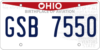 OH license plate GSB7550