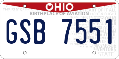 OH license plate GSB7551