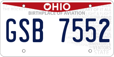 OH license plate GSB7552