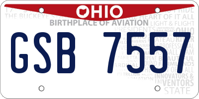 OH license plate GSB7557