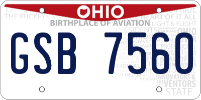 OH license plate GSB7560