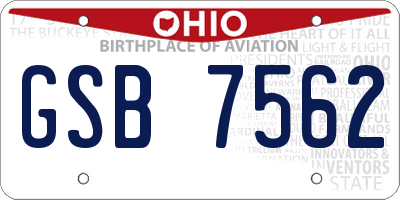 OH license plate GSB7562