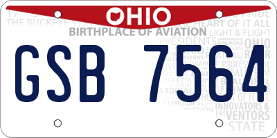 OH license plate GSB7564