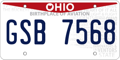 OH license plate GSB7568