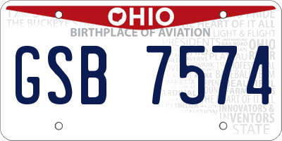 OH license plate GSB7574