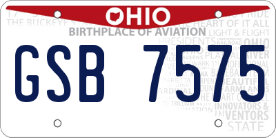 OH license plate GSB7575