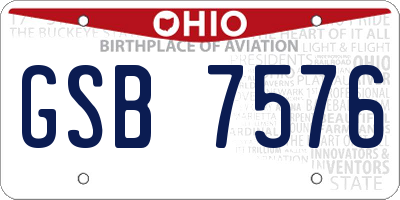 OH license plate GSB7576