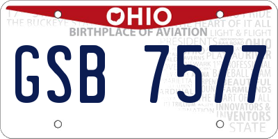 OH license plate GSB7577