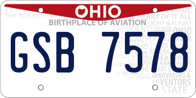 OH license plate GSB7578