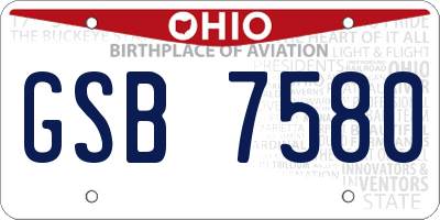 OH license plate GSB7580