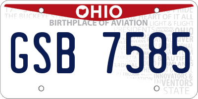 OH license plate GSB7585