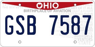 OH license plate GSB7587