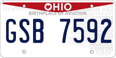 OH license plate GSB7592