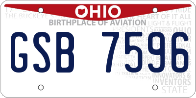 OH license plate GSB7596