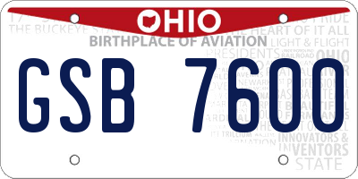 OH license plate GSB7600