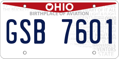 OH license plate GSB7601